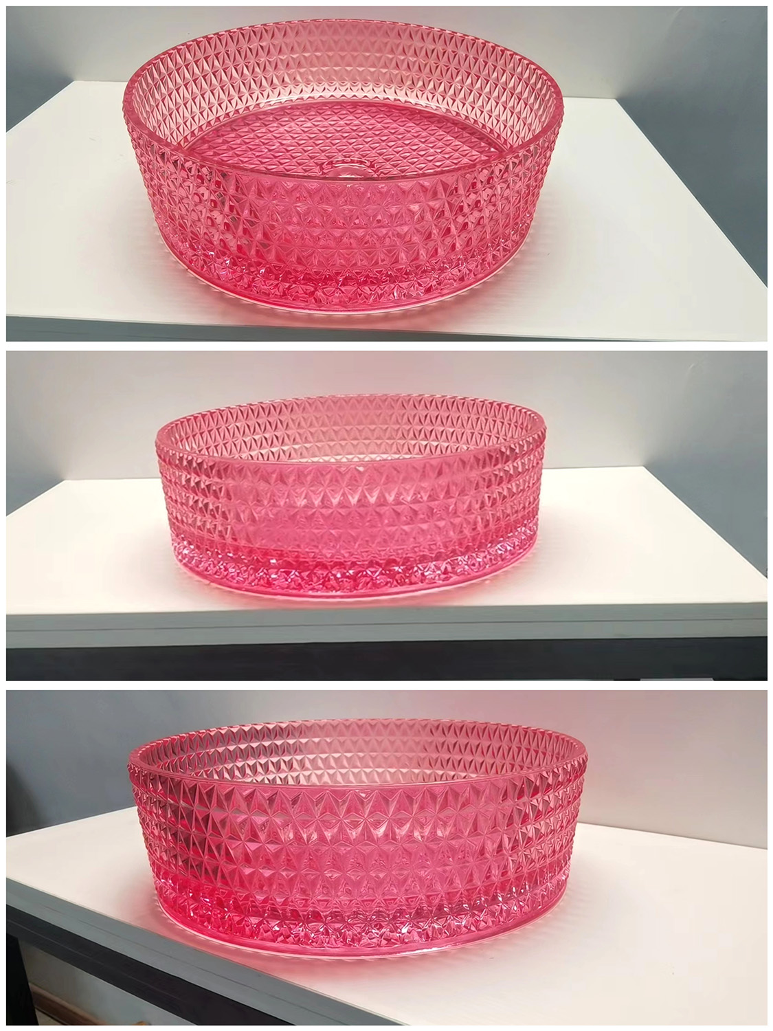 Раковина Abber Glas AK2301OR, 40 х 40 см, накладная, стеклянная, прозрачная красная 