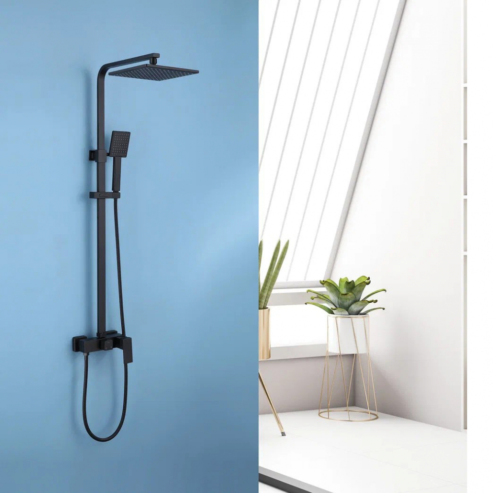 Душевая стойка ABBER Daheim AF8220BL без излива, черный матовый 