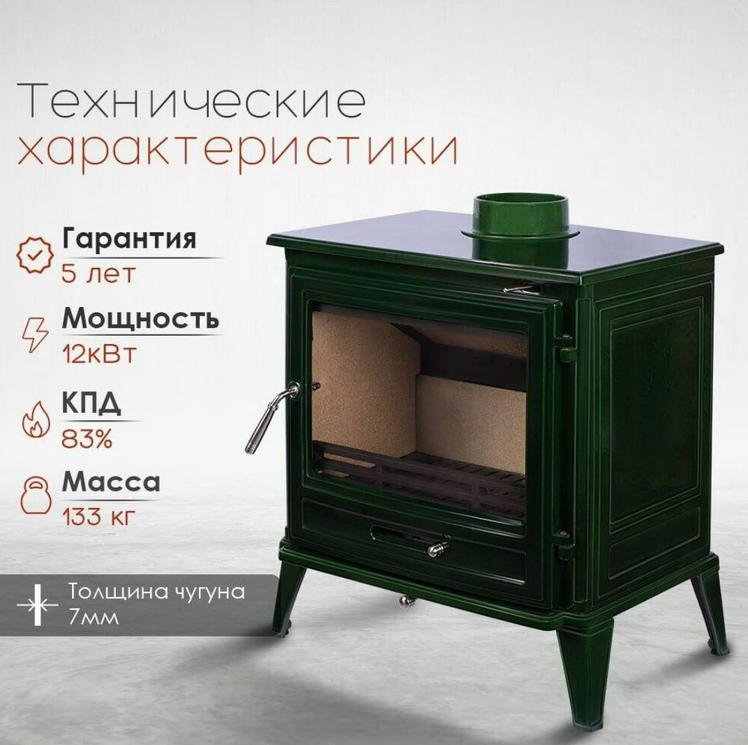 Печь камин Loki Norway Green 