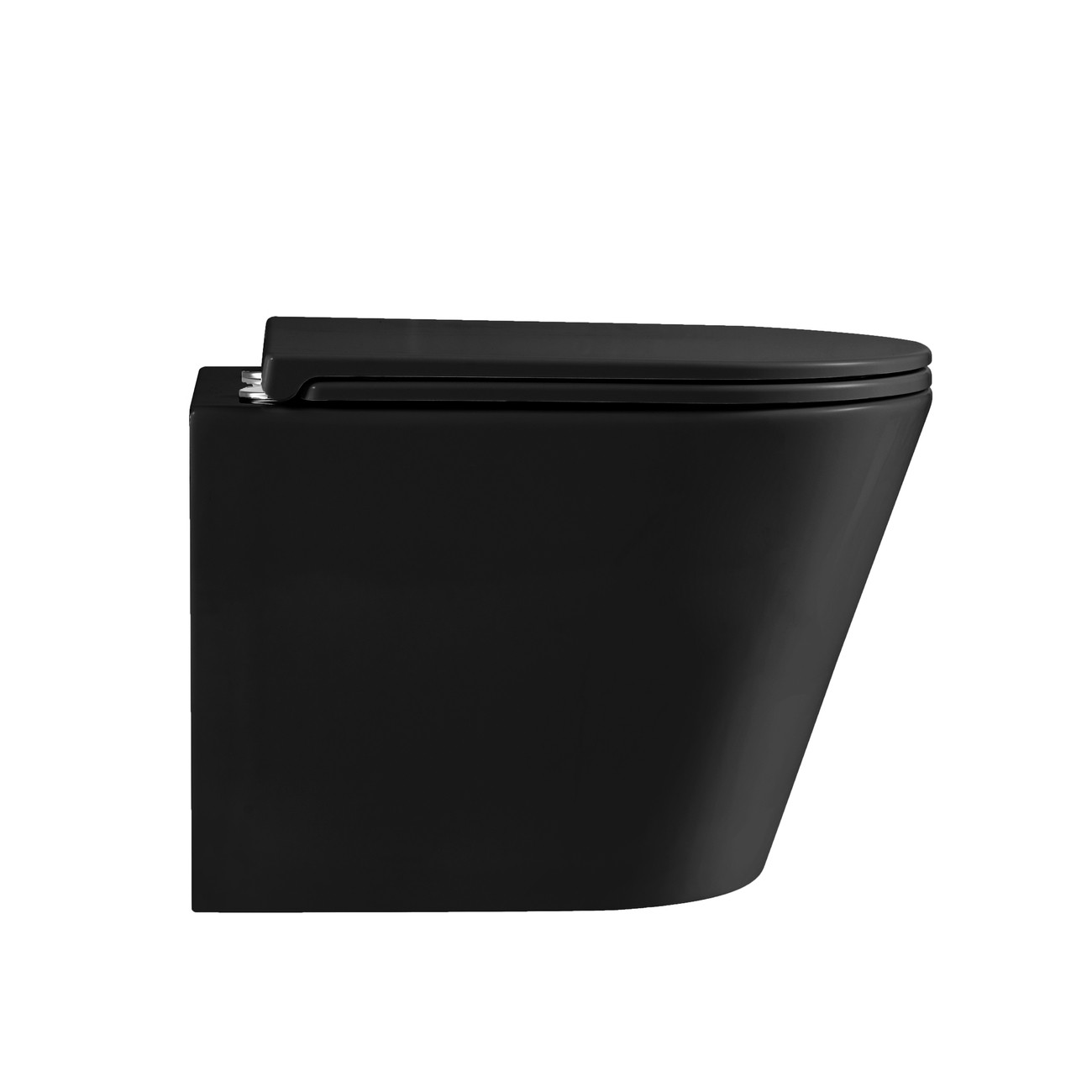 Унитаз подвесной Grossman GR-4478BMSQ (515х355х365) безободковый,черный матовый с тонкой крышкой,микролифт,смыв торнадо,1 место 