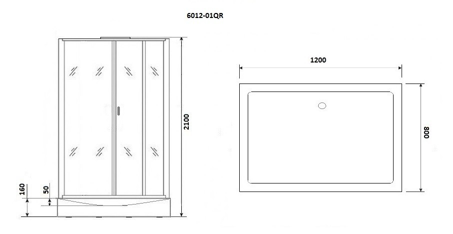 Душевая кабина Niagara Premium NG-6012-01QR (120х80х210) низкий поддон(16 см),стекло прозрачное,4 места 