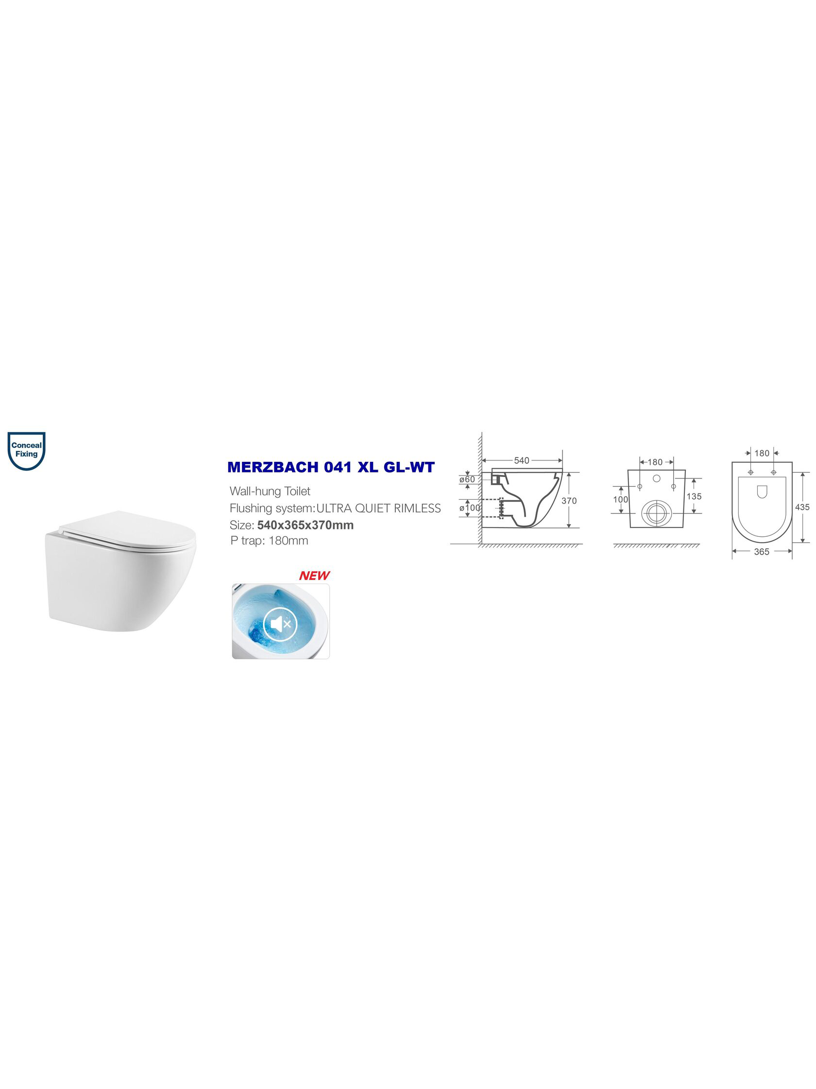 WW MERZBACH 041 XL GL-WT Унитаз подвесной 