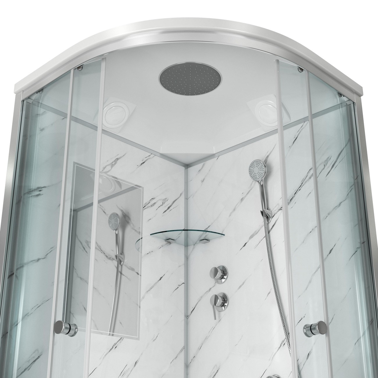 Душевая кабина Niagara Luxe NG-7701M (90x90х210) низкий поддон(15см),дверь раздвижная,стенки мрамор,3 места 