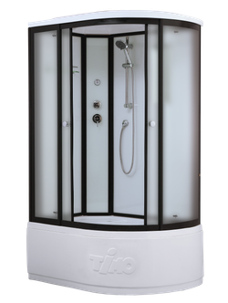 Душевой бокс Timo Standart T-6620BFL/T-6620BFR, 120 x 85 см, c крышей, высокий поддон, левый/правый, стекла матовые, профиль черный 