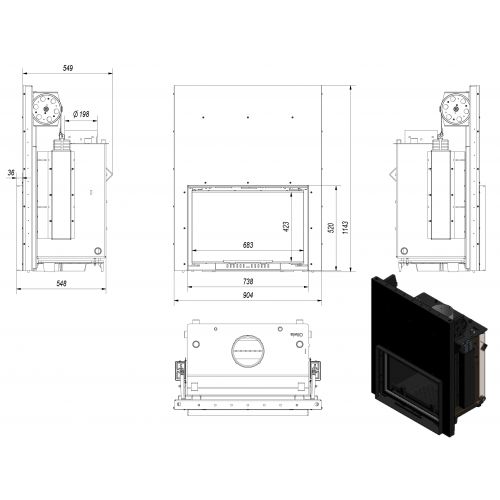 Каминная топка OLIWIA/PW/22/G/W (KRATKI) 