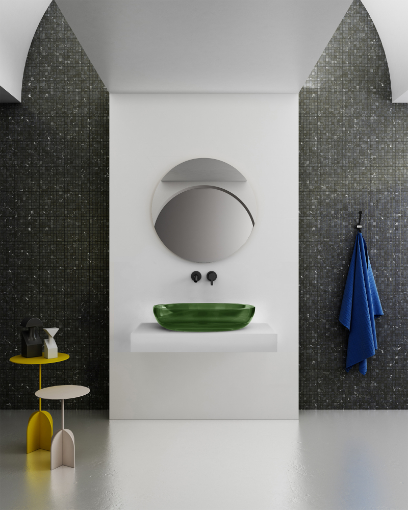 Раковина Abber Kristall AT2801Emerald, 60 см, полиэфирная смола, цвет зеленый 