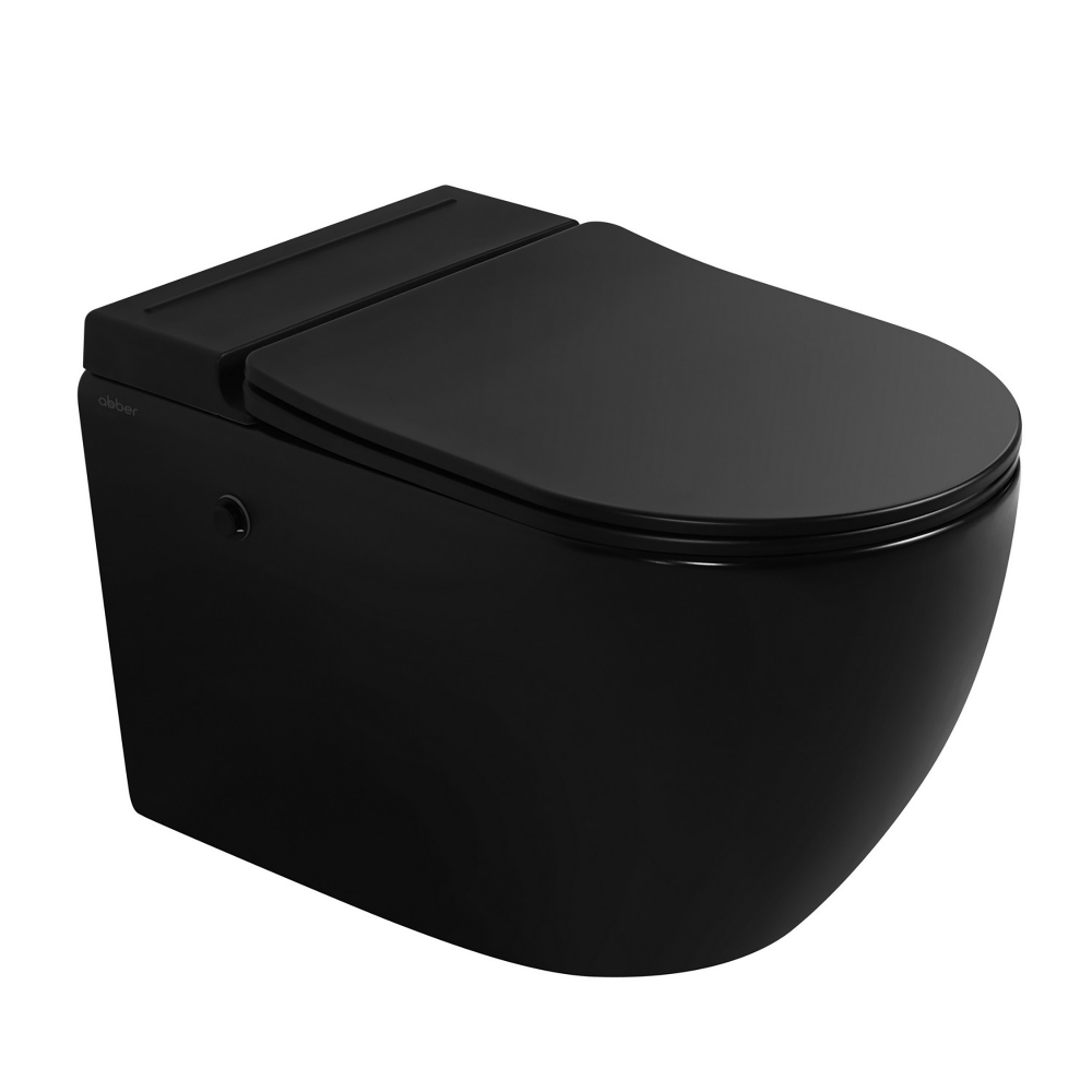 Инсталляция с унитазом Abber Bequem AC1108PMB-AC0101P, сиденье микролифт, смыв импульсный, черный матовый, комплект 
