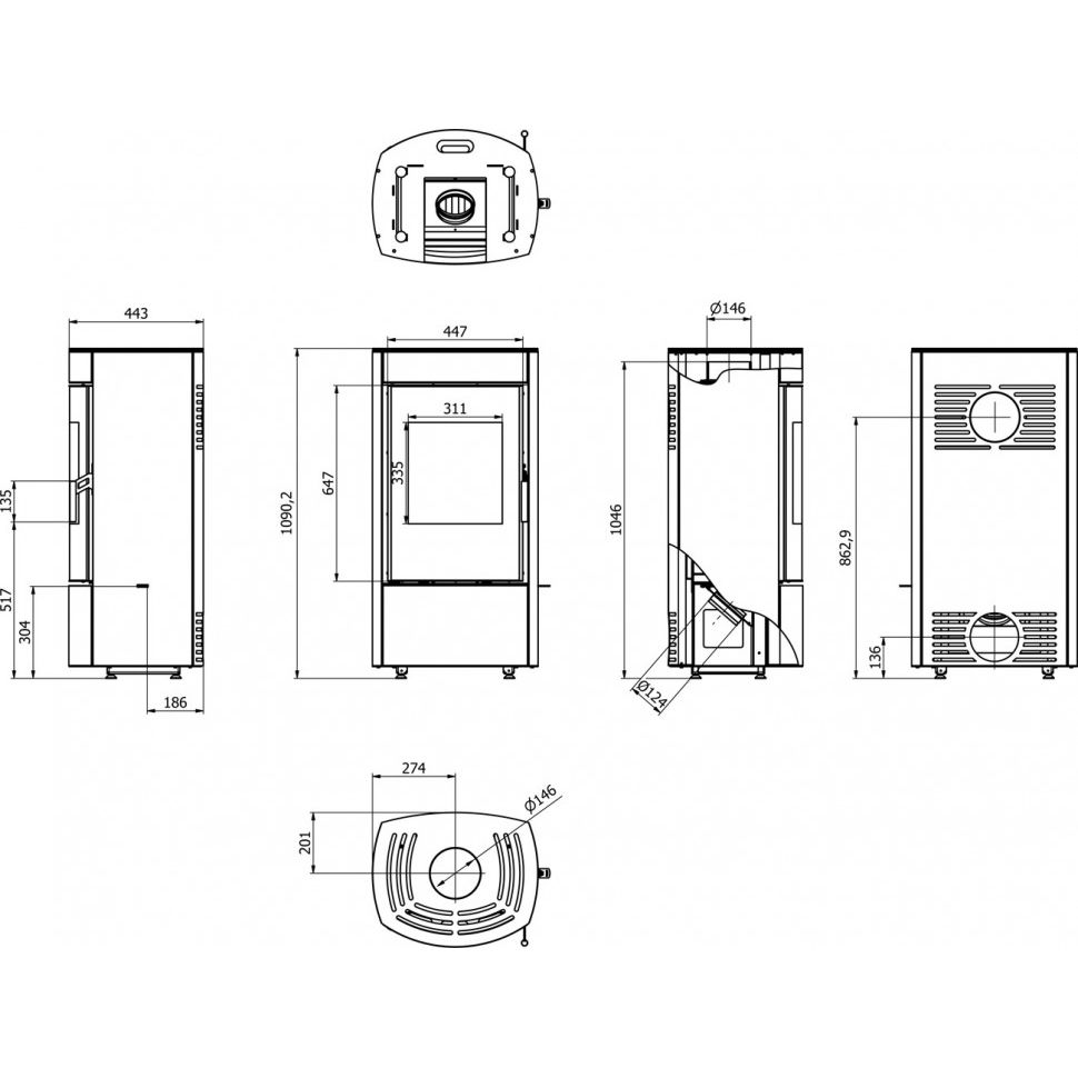 Печь камин DEFRO HOME CERES 6кВт красная сталь 