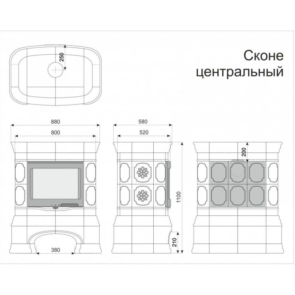 Облицовка каминная КимрПечь Сконе Центральная Васильки 