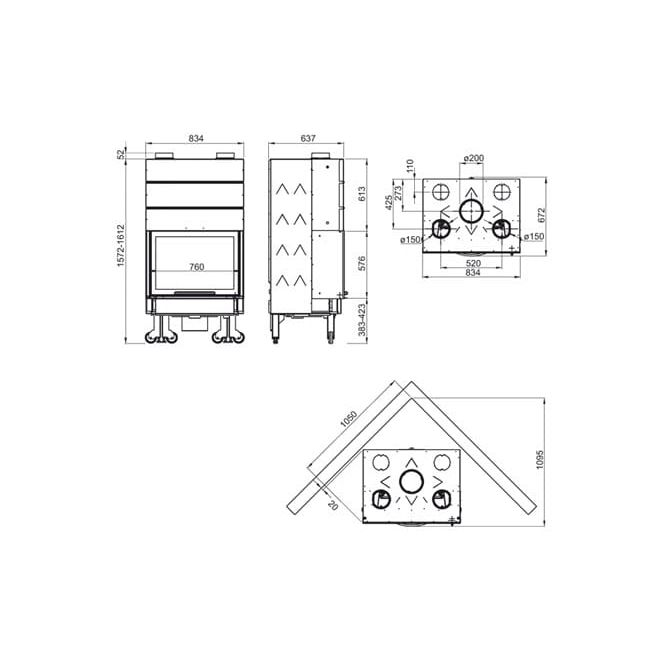 Каминная топка La Nordica Monoblocco 800 Angolo SX 