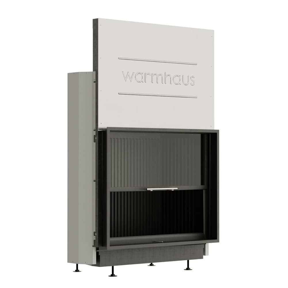 Каминная топка FLAT 100/80h (Warmhaus) с прямым стеклом, футеровка 3D панели 