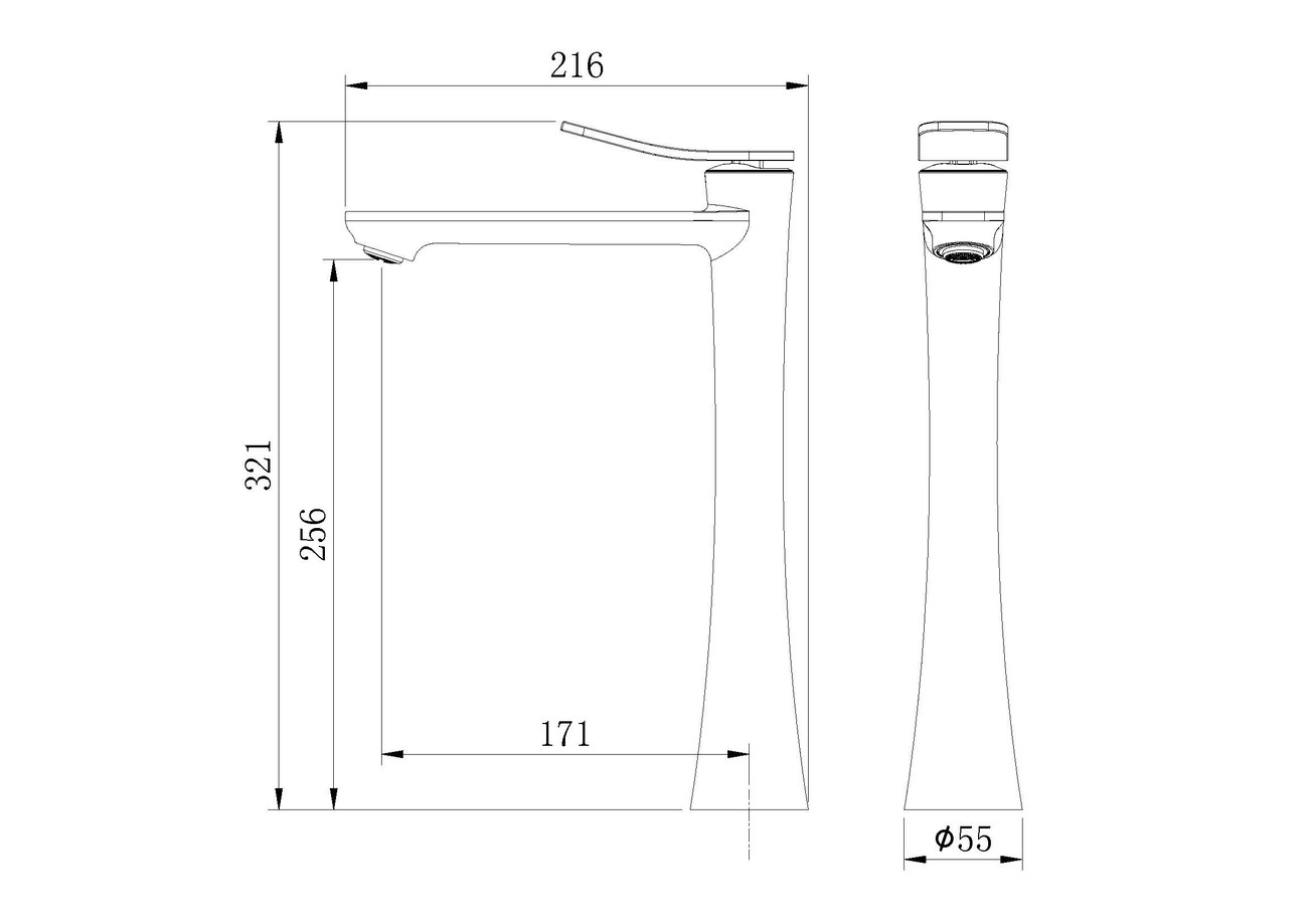 Смеситель для раковины высокий Grossman Advans 520.K35.09.320 золото сатиновый,1 место 