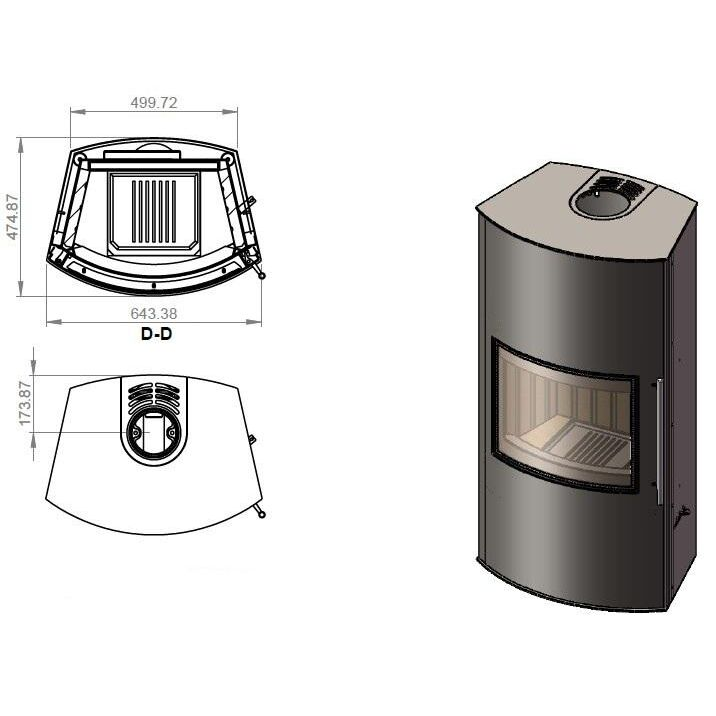 Печь камин EMBER Гордана 480 L BL 