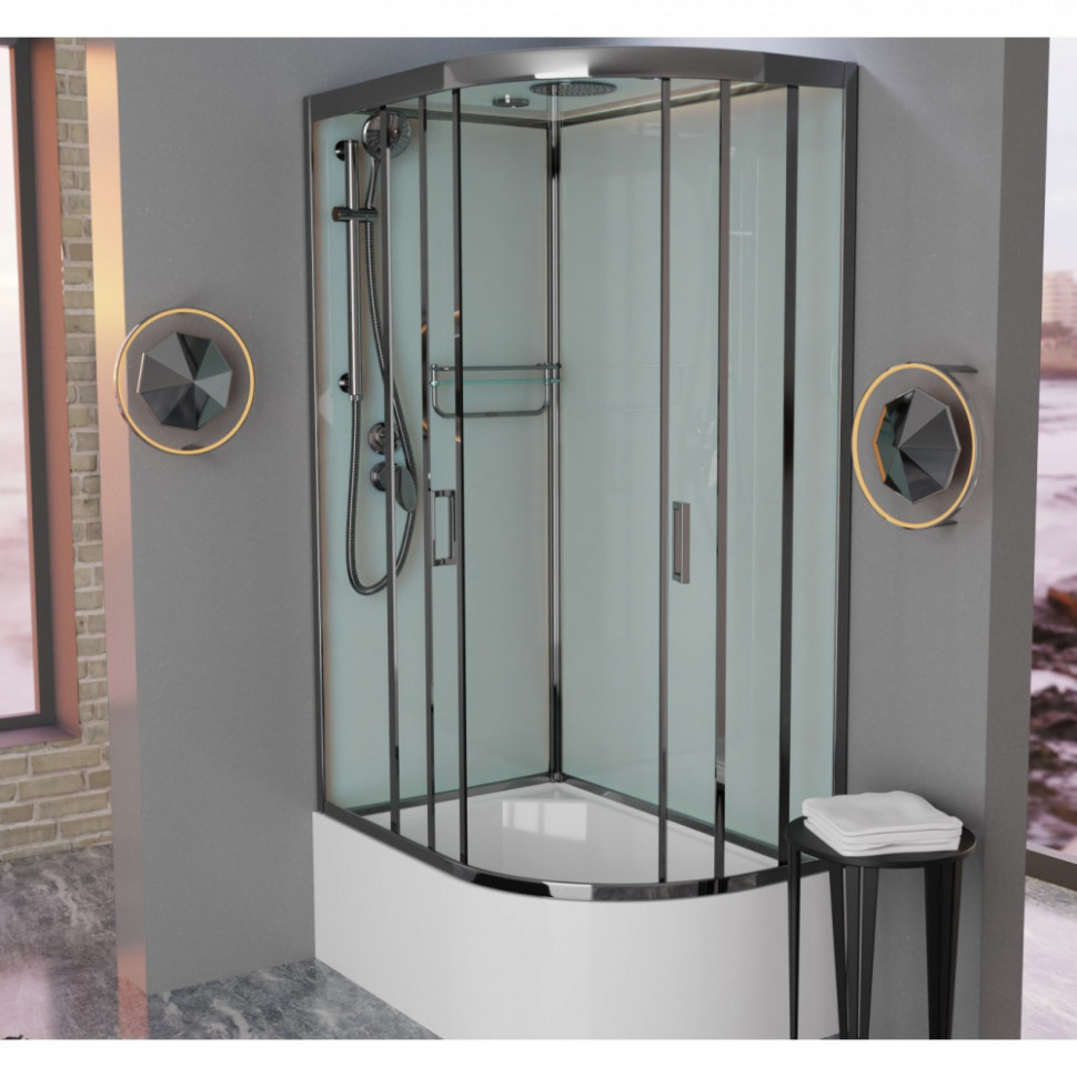 Душевая кабина Frank F412/2L/R М Brilliant, 120 x 80 см, высокий поддон, стекла матовые, профиль хром, 20106/20108 