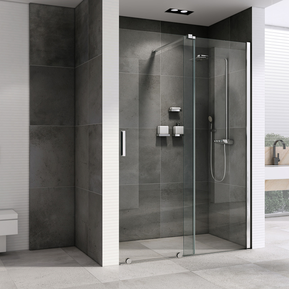 Душевая дверь Abber Komfort, 120 х 200 см, профиль хром, стекло прозрачное, AG90120 