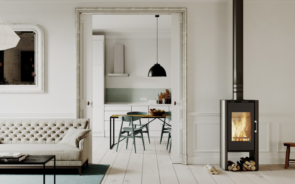 Печь DEFRO HOME SOLUM LOG, 9кВт, белая сталь 