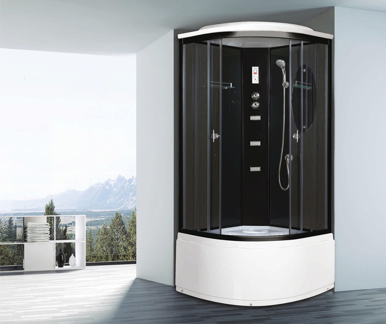 Душевая кабина Niagara Ultra NG-211-01N (90х90х220) высокий поддон(48см),черный,стекло тонированное,4 места 