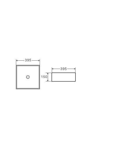 WW ELBACH 20755 MB Раковина накладная (матовая черная) 395х395х150 