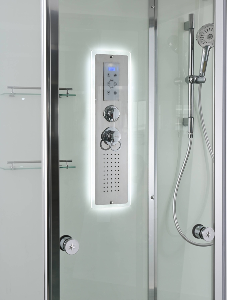 Душевая кабина AvaCan V2012LED 78252, 120 x 90 см, с LED подсветкой, с крышей, поддон низкий, стекло прозрачное, профиль хром 