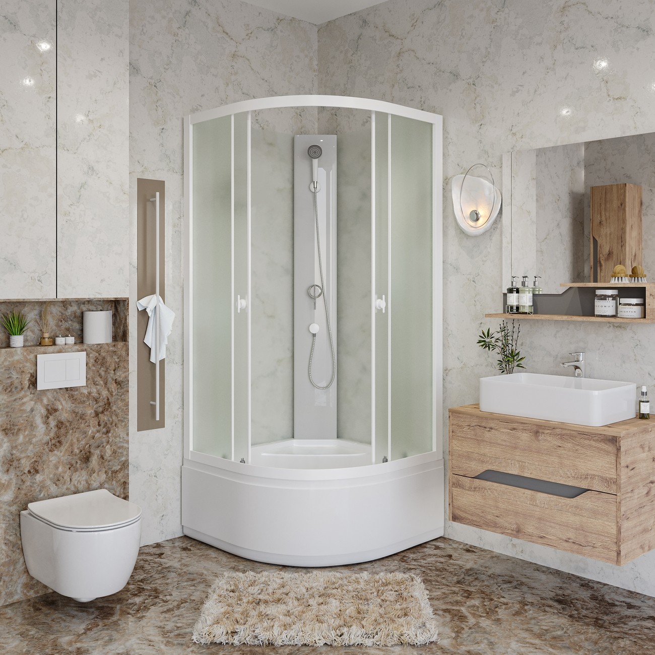 Душевая кабина Niagara Promo P90/40/MT/BK, 90 x 90 см, стекло матовое, профиль белый 