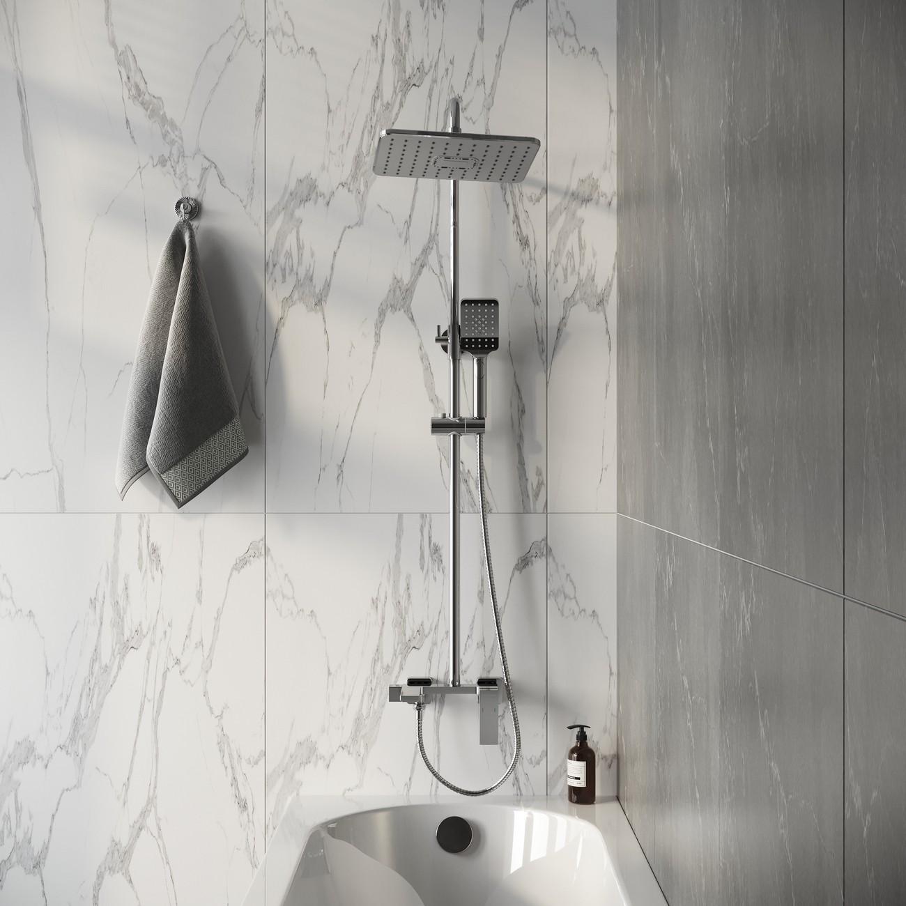 Душевая стойка Grossman Style 500.K35.05.100 с верхним душем,ручной лейкой и смесителем,хром глянцевый,1 место 