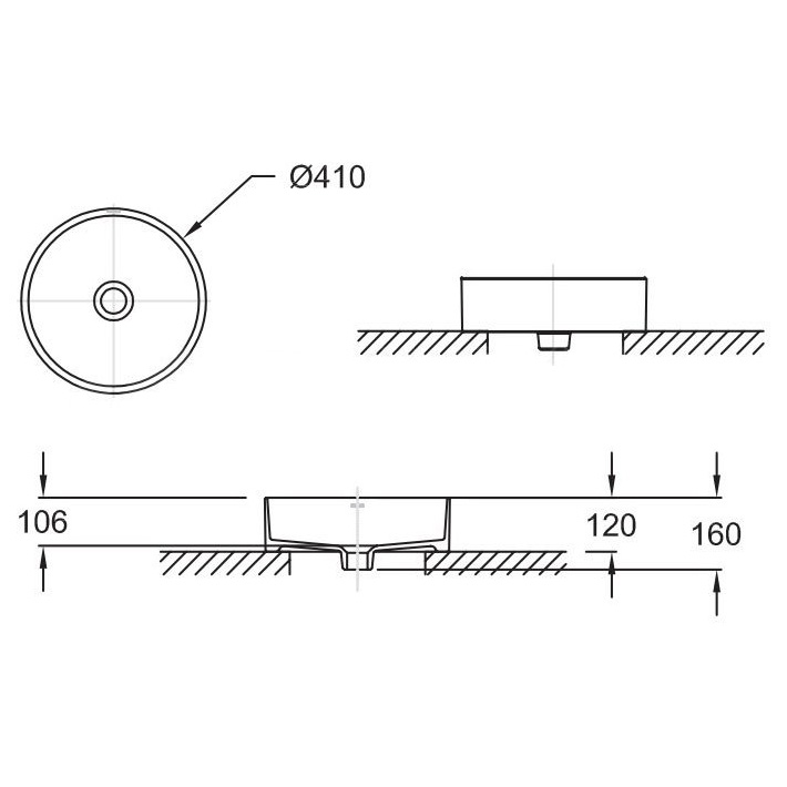 Раковина Abber Rechteck AC2118, 41 х 41 см, фарфор, накладная, белая 