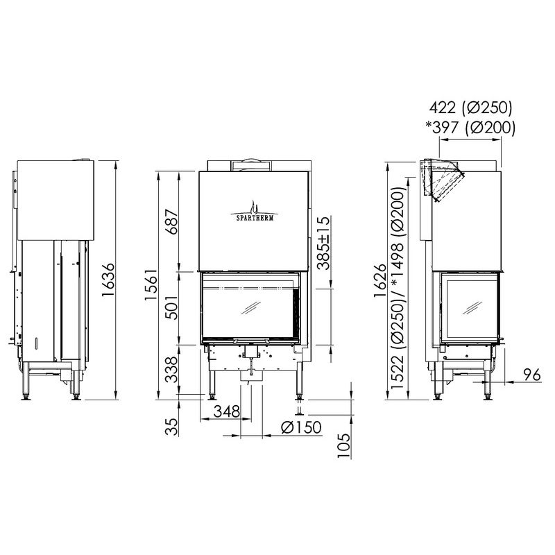 Каминная топка SPARTHERM Varia 2L-68h чёрный шамот 