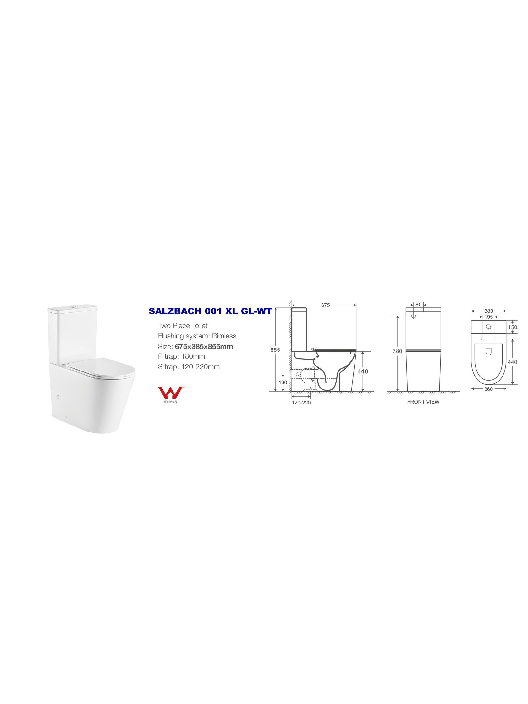 WW SALZBACH 001 XL GL-WT Унитаз компакт 