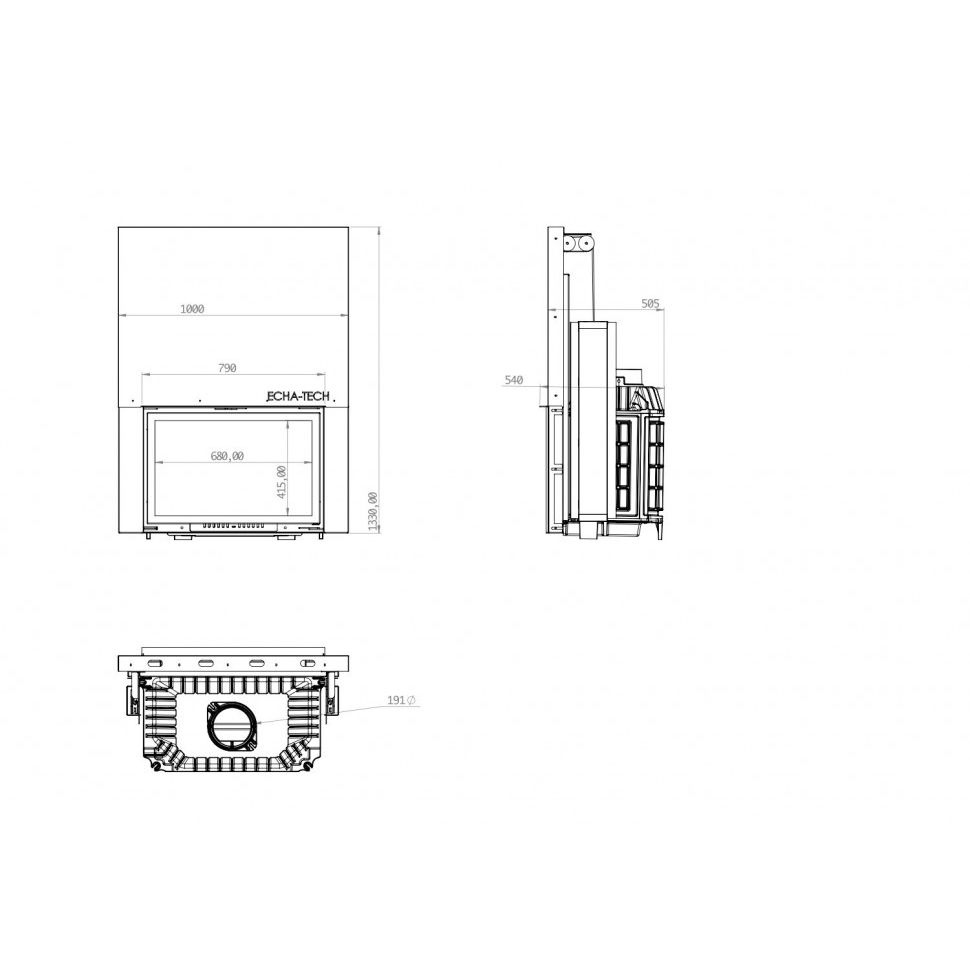 Каминная топка ECHA-TECH Font/800/G 14 кВт 