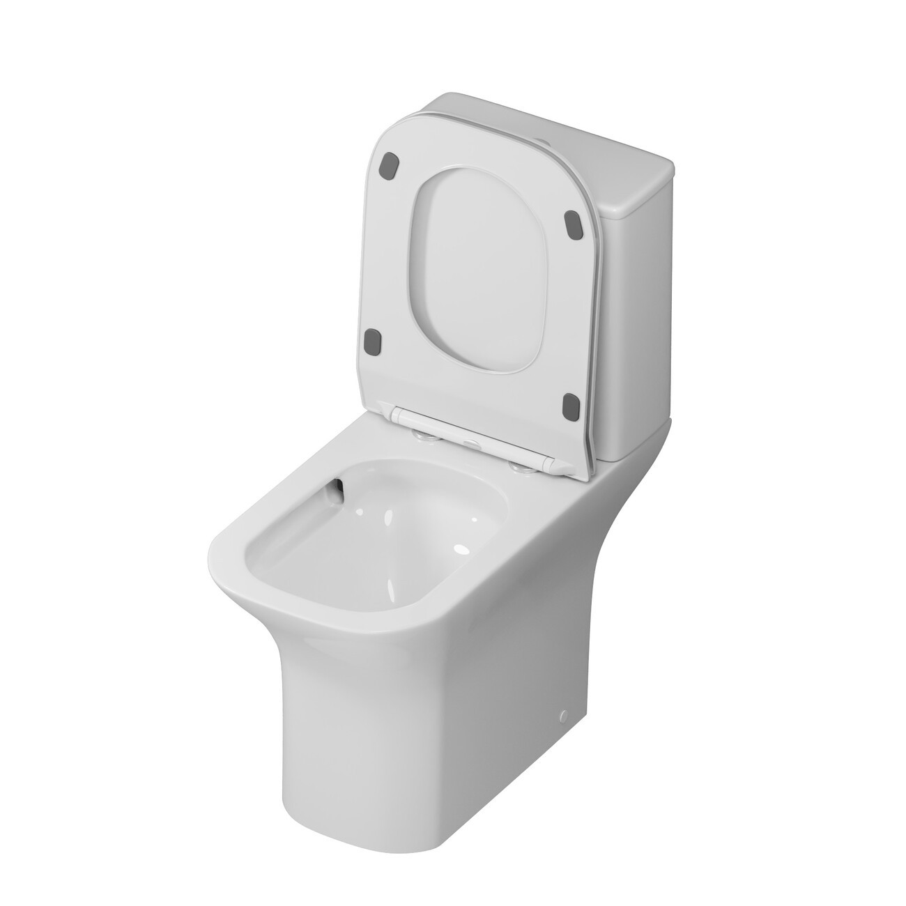 Унитаз напольный Grossman Classic GR-4464SQ (640х350х800) безободковый,белый с тонкой крышкой,микролифт,смыв торнадо,2 места 