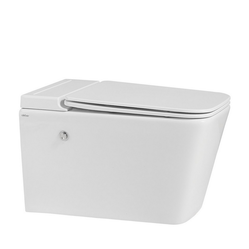 Инсталляция с унитазом Abber Rechteck AC1202P-AC0101P, сиденье микролифт, смыв импульсный, белый, комплект 