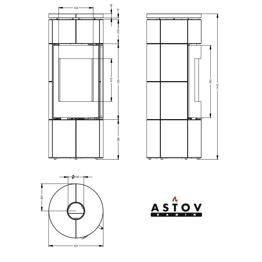 Печь камин Астов R1.0 L K MAX 