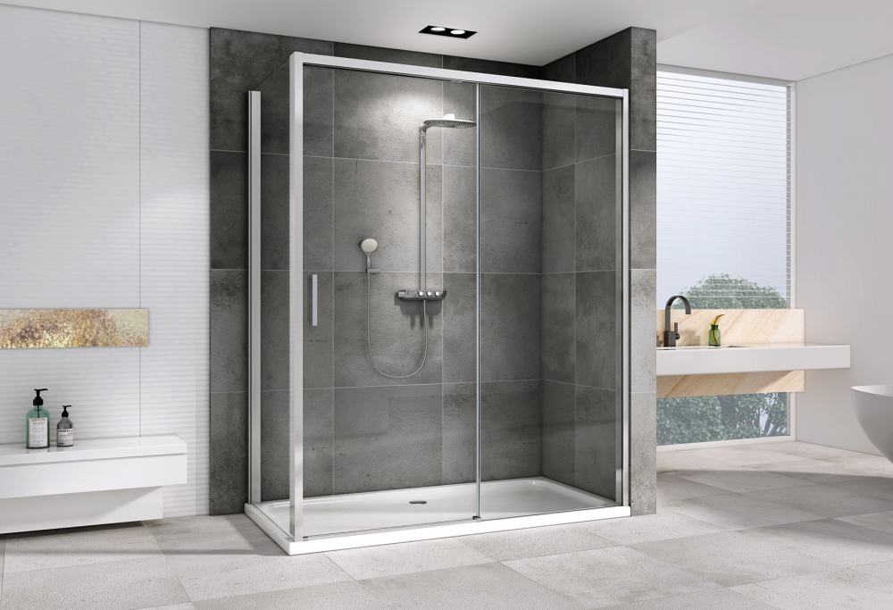 Душевой уголок Abber Komfort AG93150-S92, 150 х 90 см, стекло прозрачное, профиль хром 