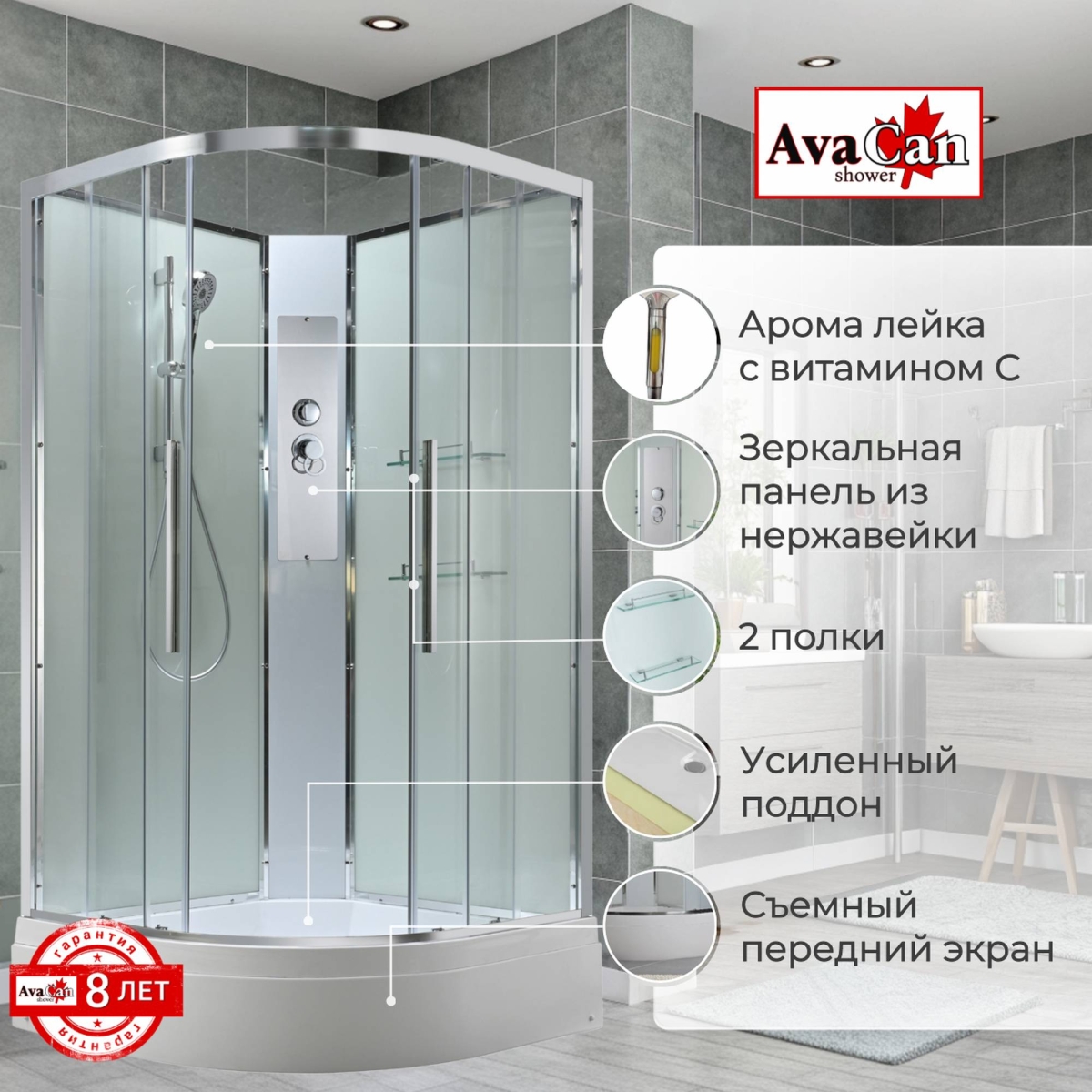 Душевая кабина EM3090NT без крыши прозрачная 
