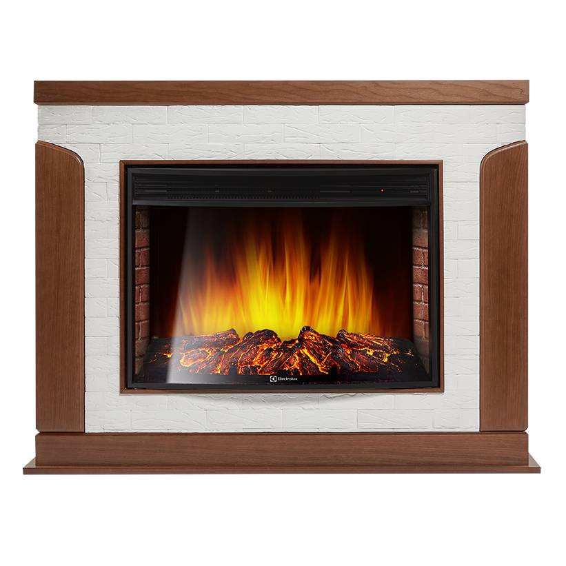 Каминокомплект: Очаг Electrolux EFP/P-3020LS, портал Prestigio 30 камень белый, шпон дуб 
