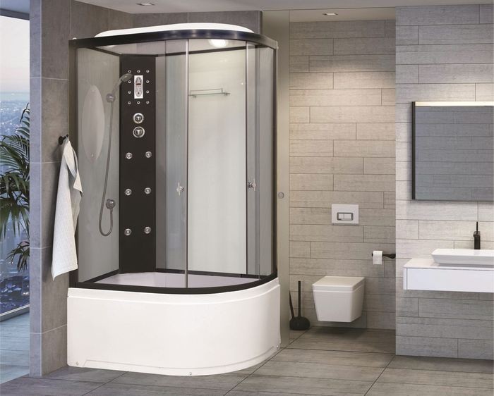 Душевая кабина Niagara Ultra NG-1910-01L (120х80х220) высокий поддон(48см),черный,стекло тонированное,4 места 