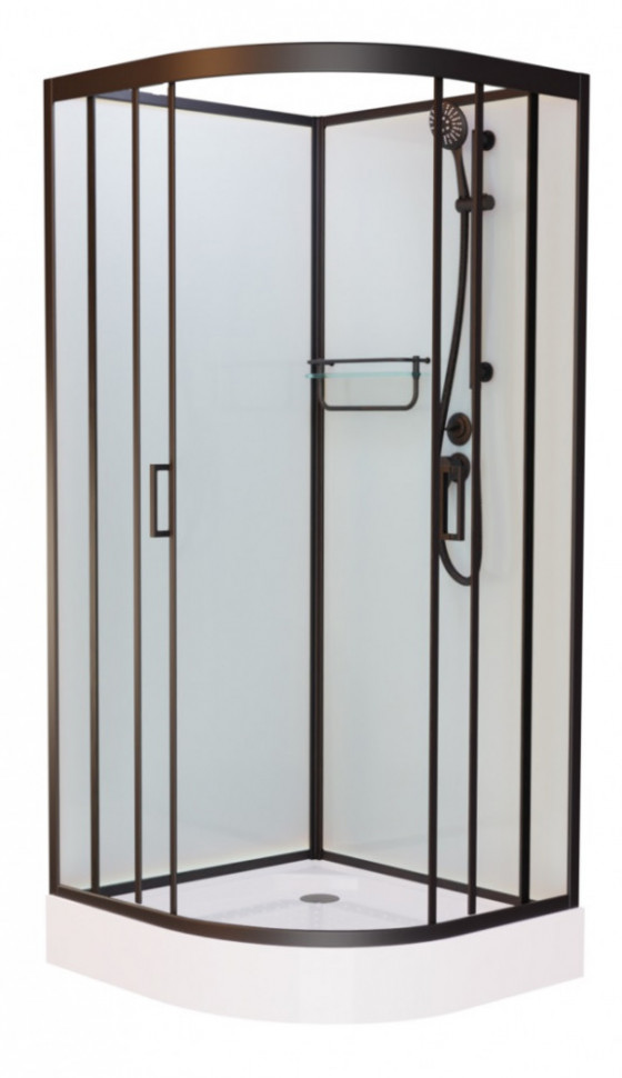 Душевая кабина Frank F400 Black без крыши, 100 x 100 см, низкий поддон, стекла прозрачные, профиль черный, 400004 