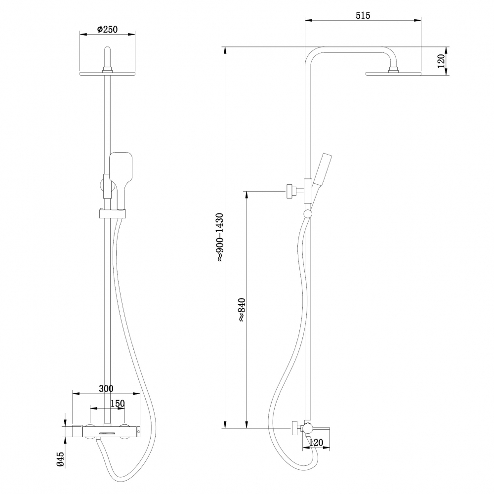 Душевая система Abber Emotion AF8816L, цвет хром 
