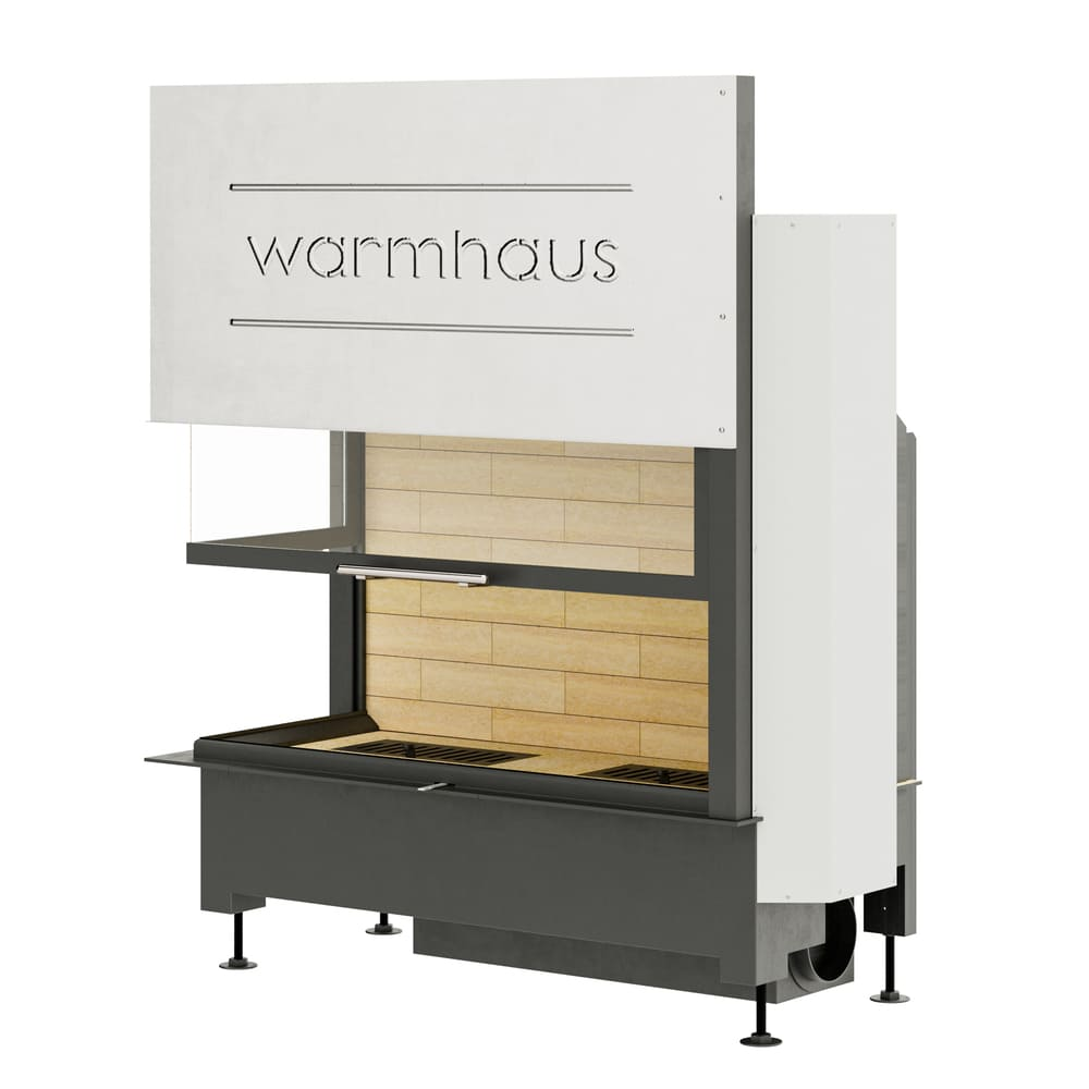 Каминная топка KANT L 100/57h (Warmhaus) с угловым стеклом левая, футеровка шамот 