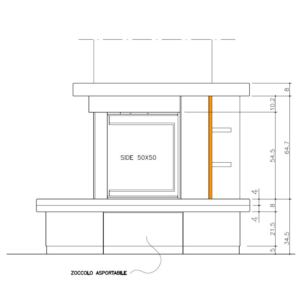 Облицовка QUARZO sx, под Side Plus 50x50 (EdilKamin) 