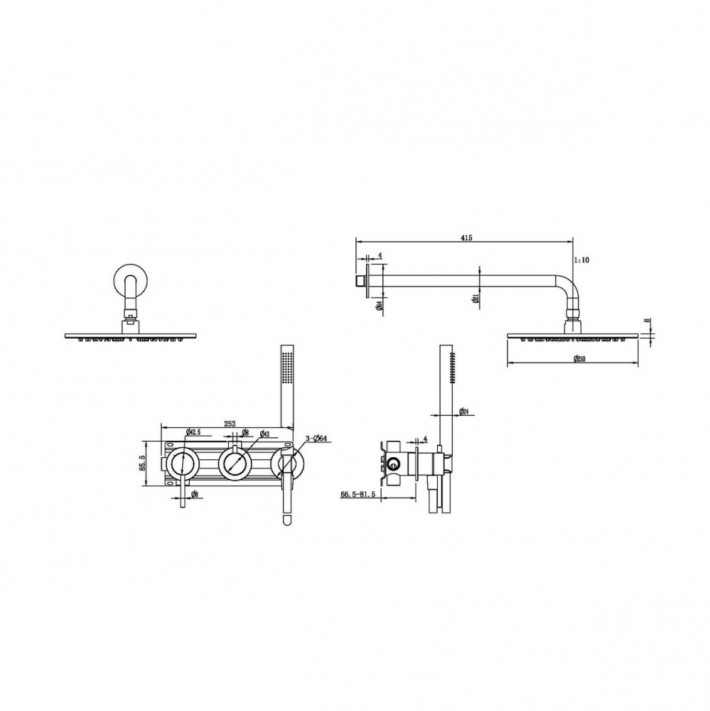 Душевая система Abber Wasser Kreis 316 AF8118BG, цвет золото брашированное 