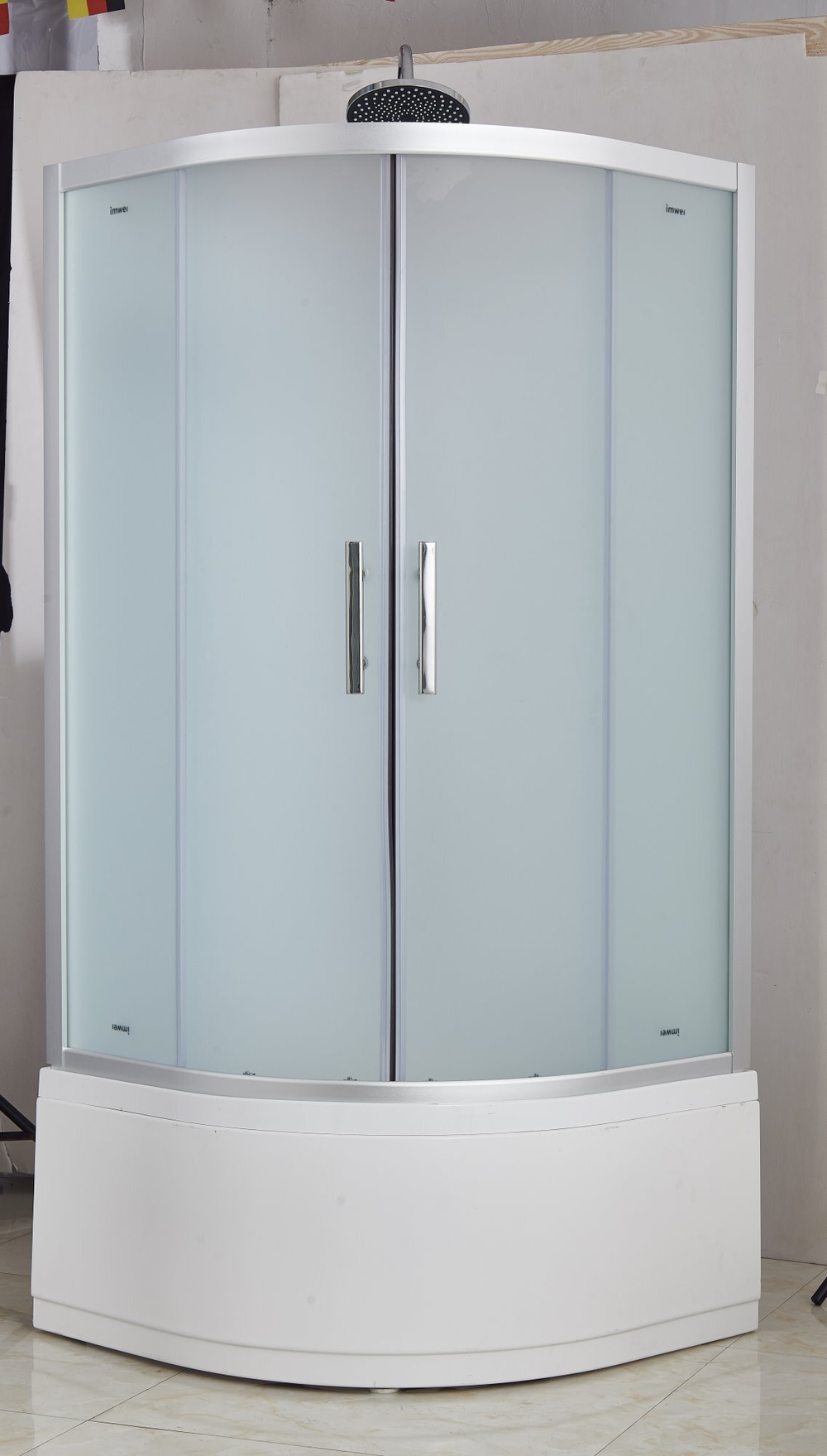 Душевая кабина Imwei XS-90SF, 90 x 90 см, высокий поддон, стекла матовые, профиль серебристый 