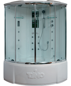 Душевой бокс Timo Lux T-7735C, 135 x 135 см, c крышей, высокий поддон, с гидромассажем, стекла прозрачные, профиль хром 