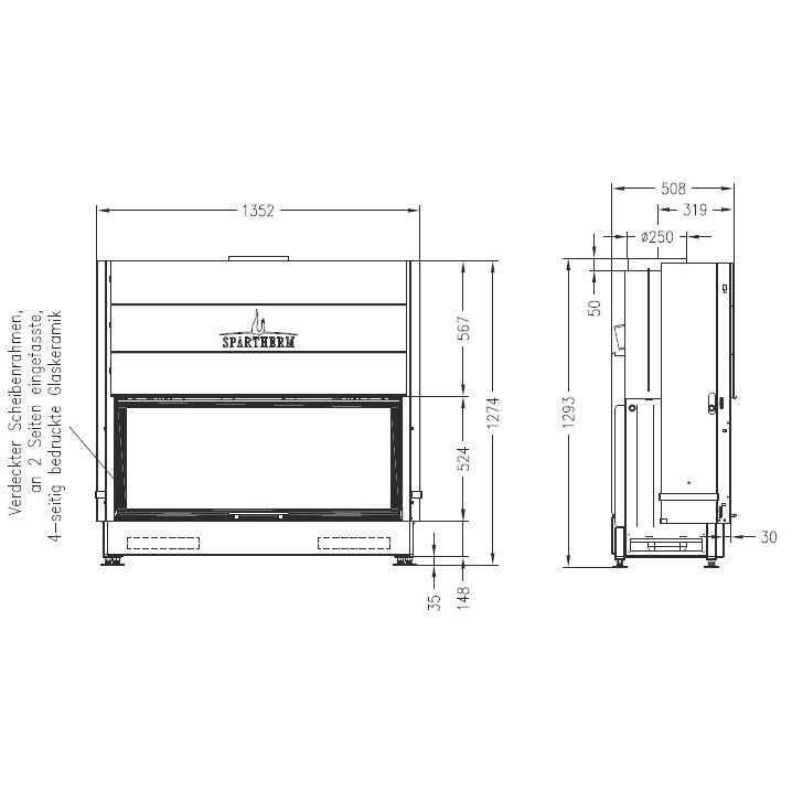 Каминная топка SPARTHERM Varia B-120h светлый шамот 
