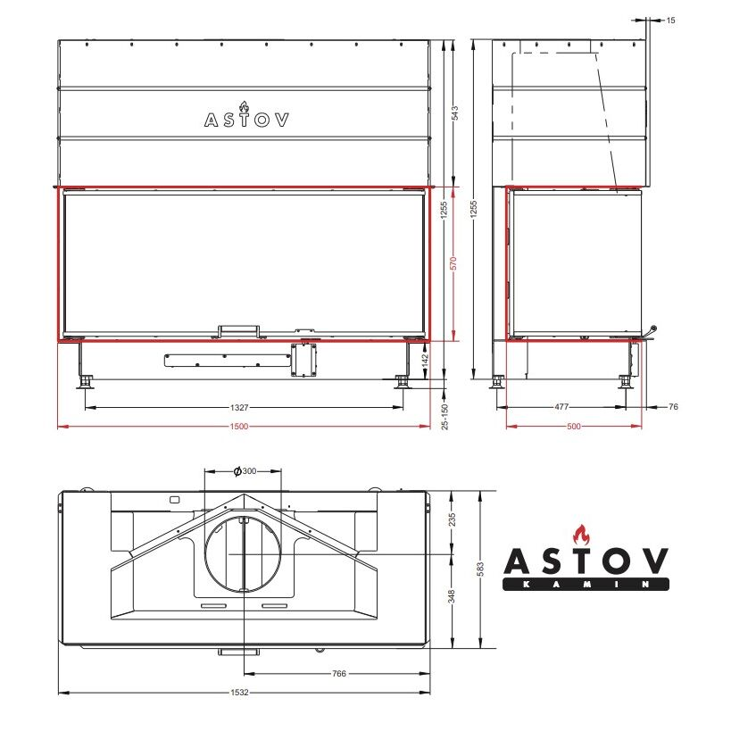 Каминная топка Астов П3С 15057 
