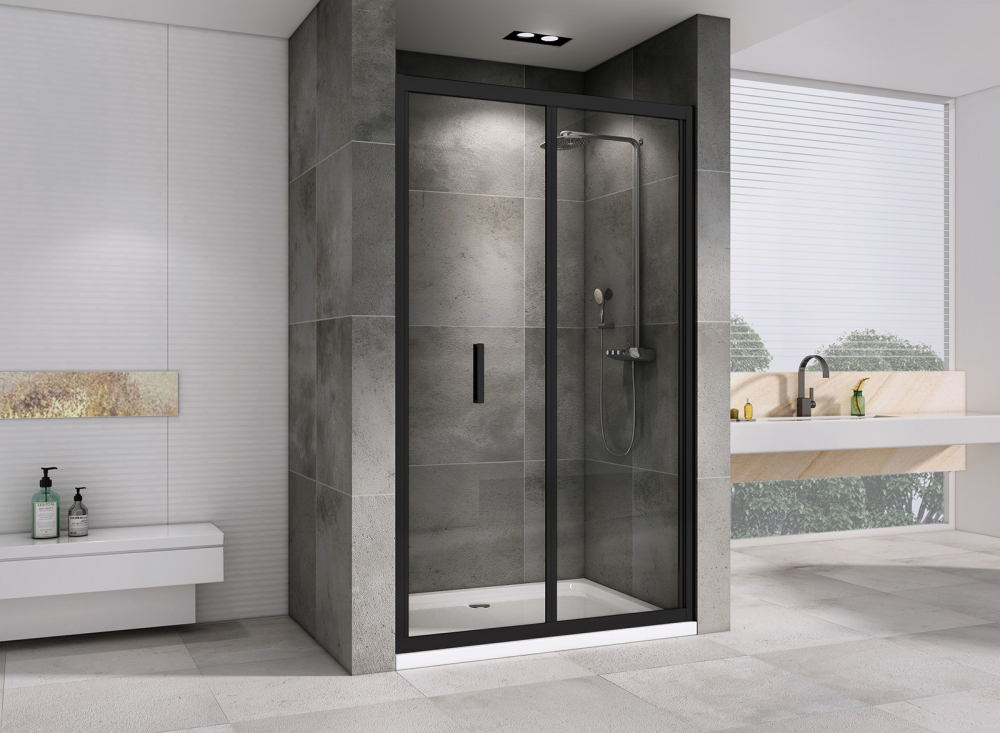 Душевая дверь Abber Sonnenstrand AG07120B, 120 х 195 см, стекло прозрачное, профиль черный 