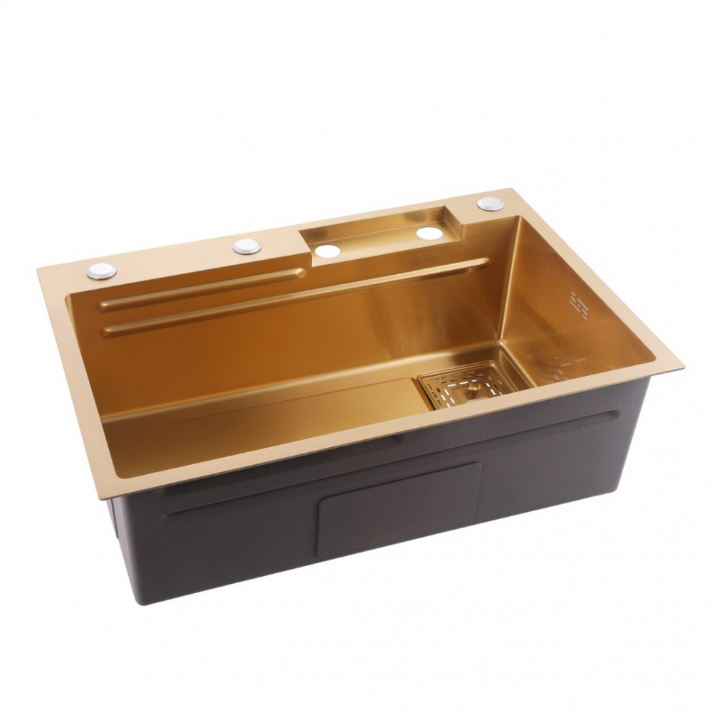 Кухонная мойка Abber Wasser Kreis AF2194GB, 68 см, цвет золото матовое 