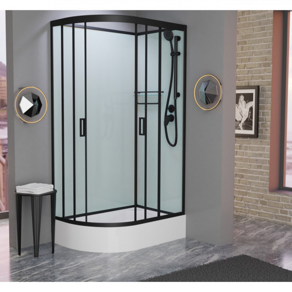 Душевая кабина Frank F412/1 R Black без крыши 120x80 см, 146009 