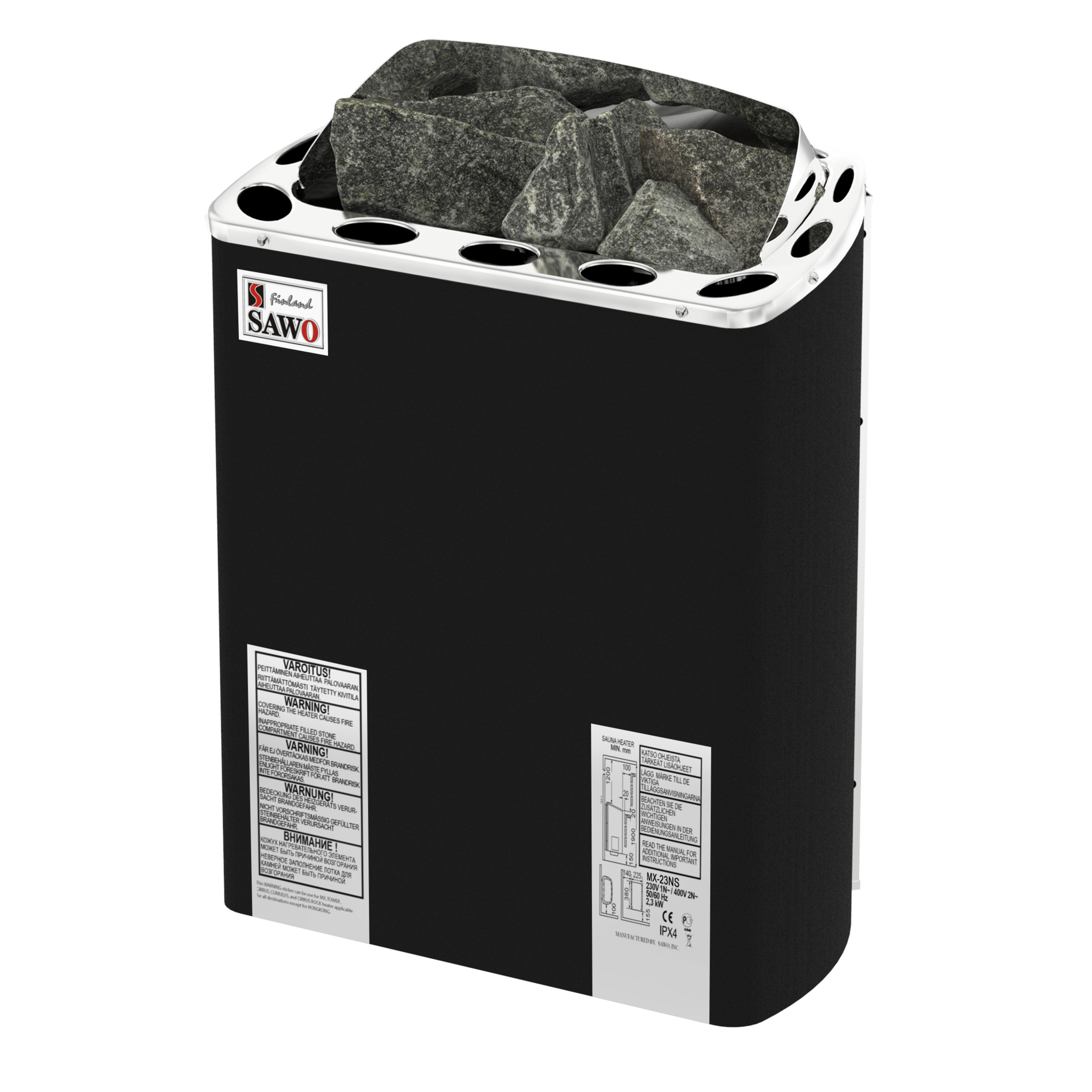 SAWO Электрическая печь FIBER COATED, MINI X: с термоизоляционным покрытием, нержавеющая сталь, 3 кВт, MX-30NS-PF , выносной пульт (пульт и блок мощности докупаются отдельно) 