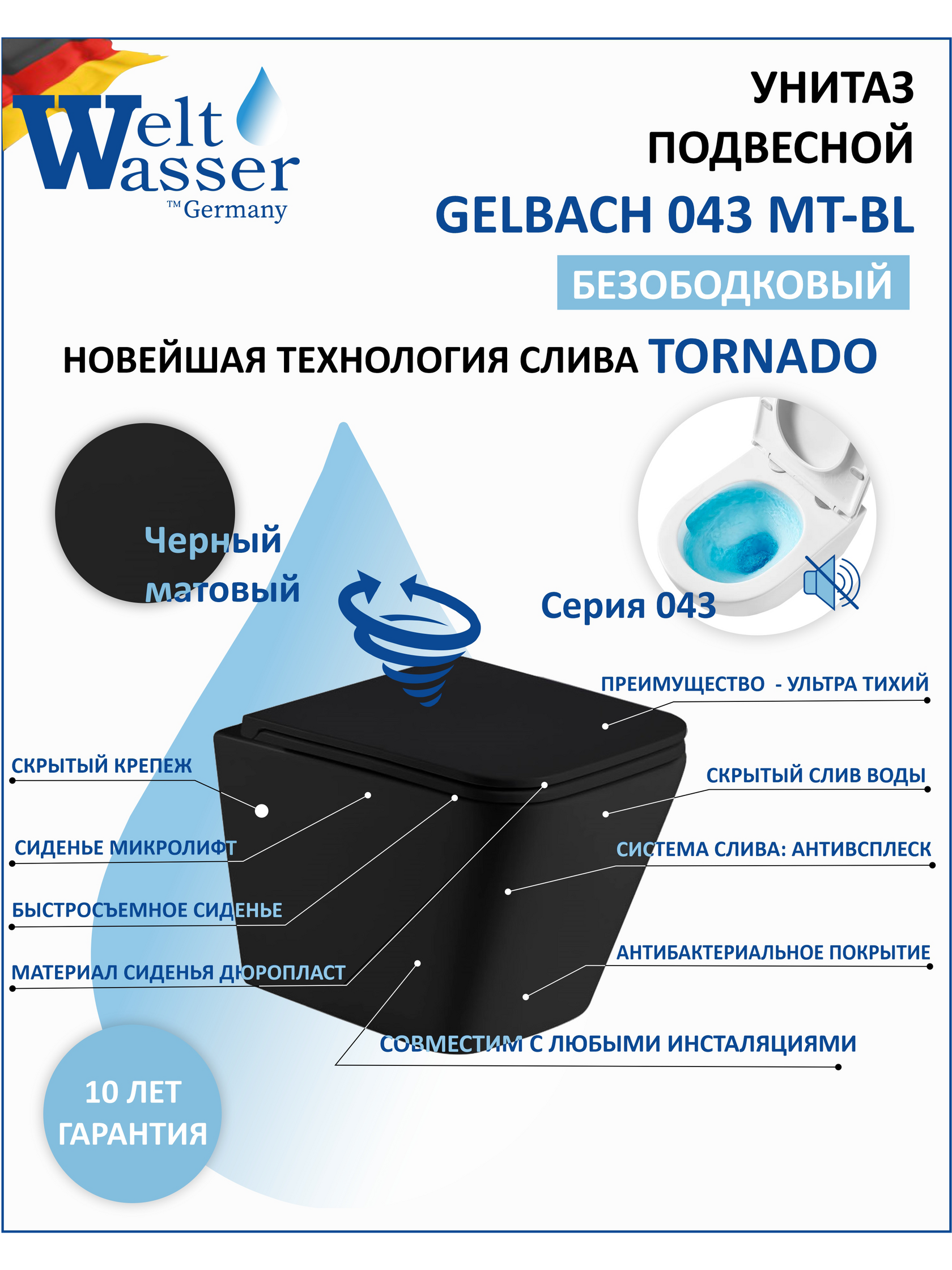 WW GELBACH 043 MT-BL Унитаз подвесной 